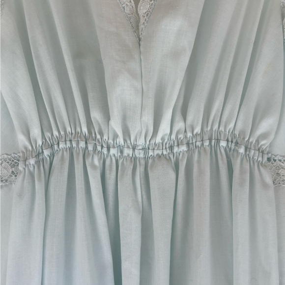 Lace Trimmed Vintage Night Gown - Soft Blue Small - Picture 7 of 12